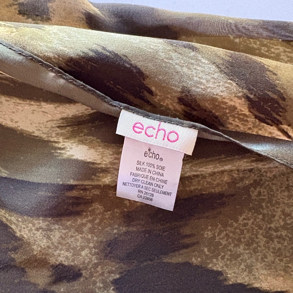 Echo Silk Scarf with Green Animal Print Patterns
